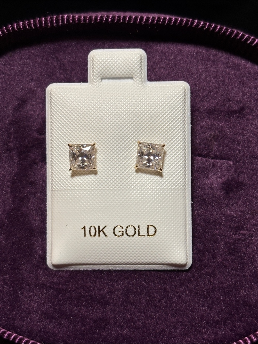 10k Real Gold 1.2ct. VVS1 Moissanite Princess-Cut Stud Earrings - Picture 13 of 17